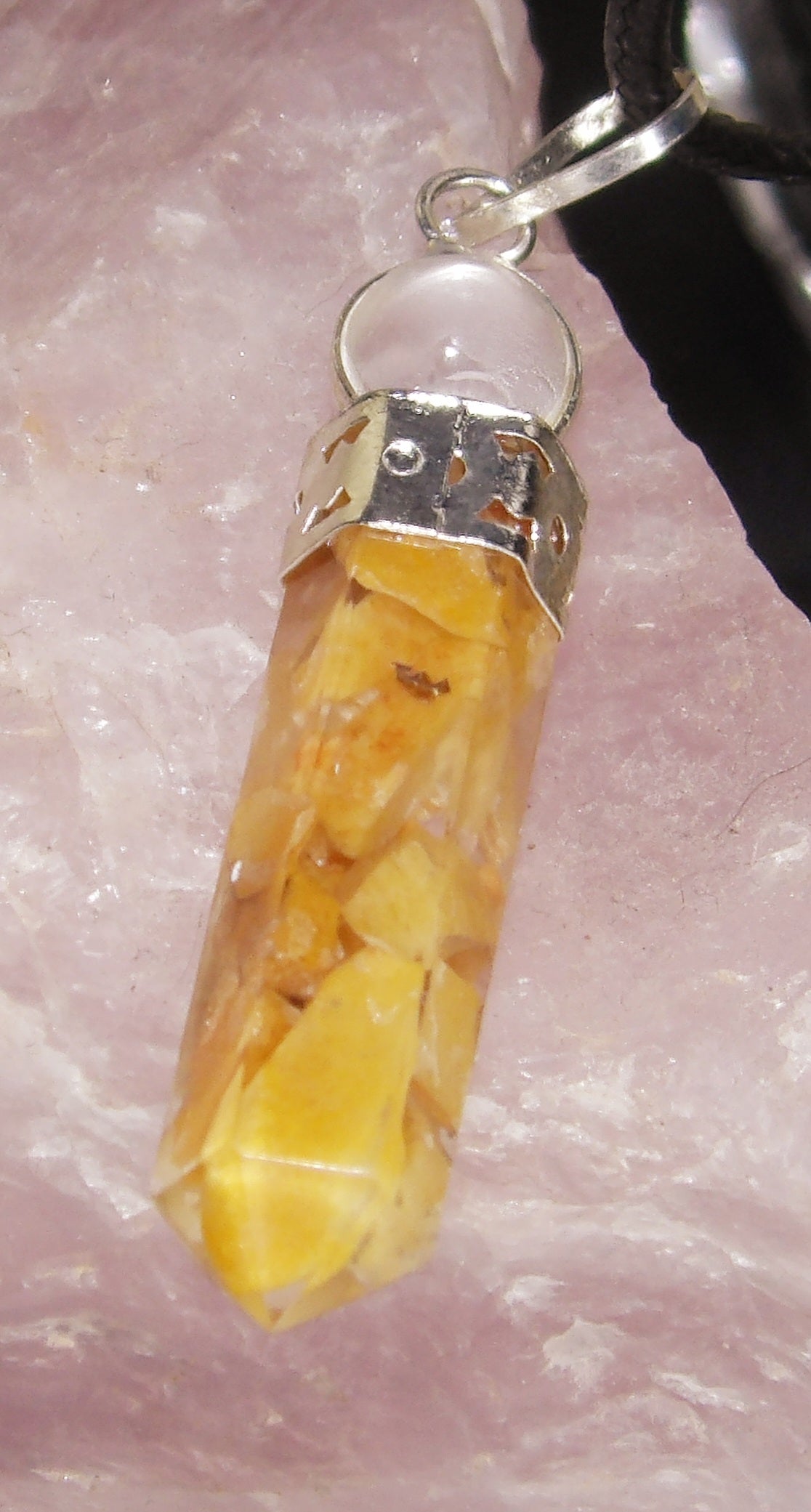 Resin Orange Calcite Necklace