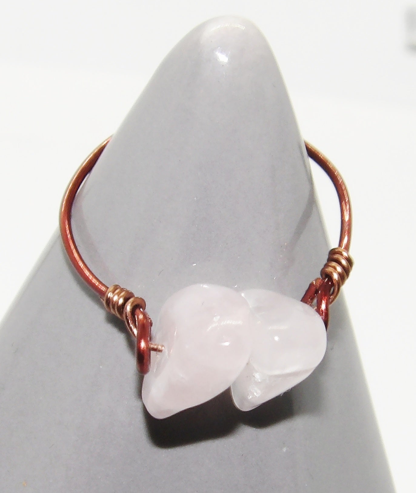 Rose Quartz Chip Bead Ring Size 7