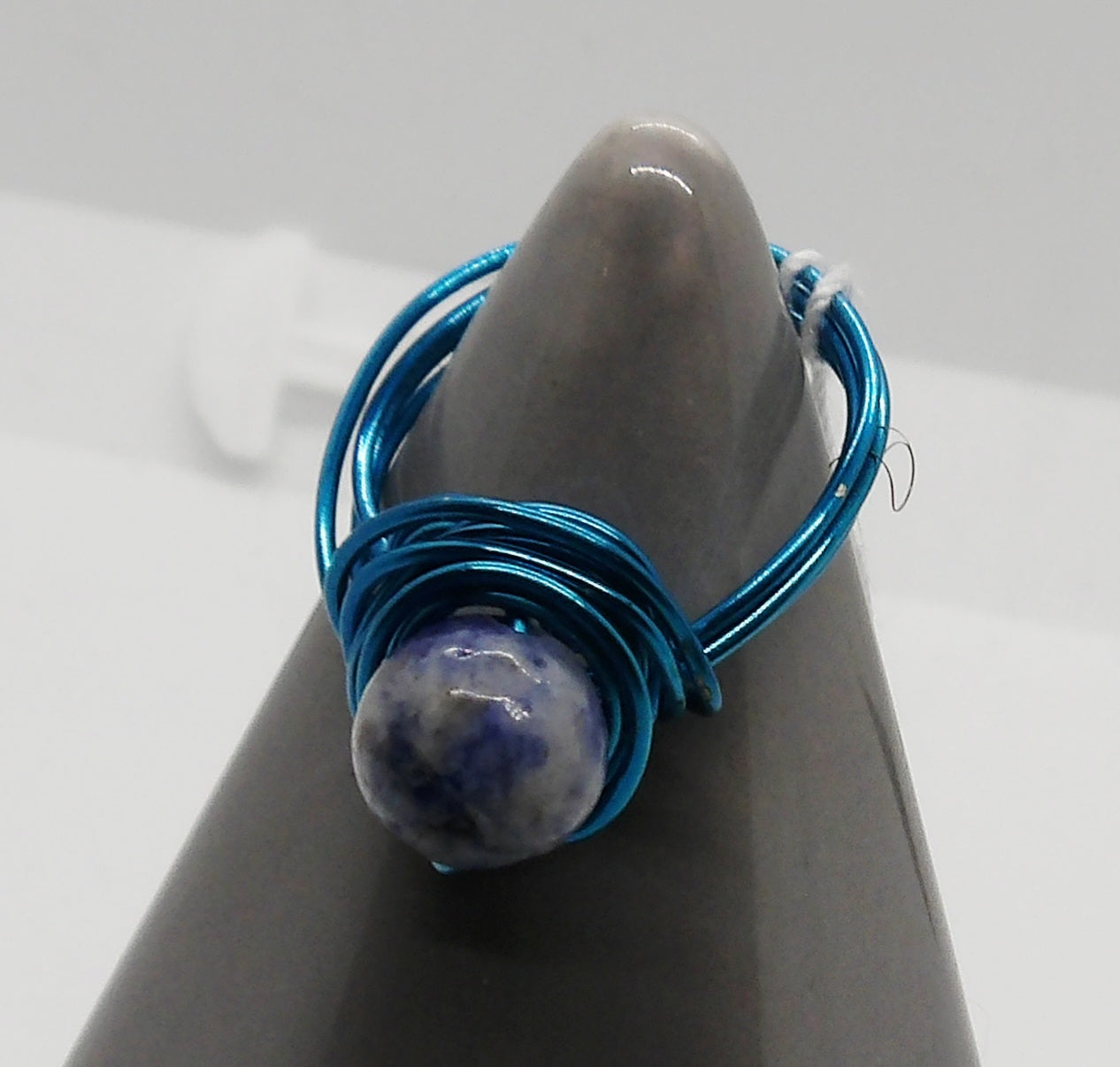 Blue Wire Wrapped Ring