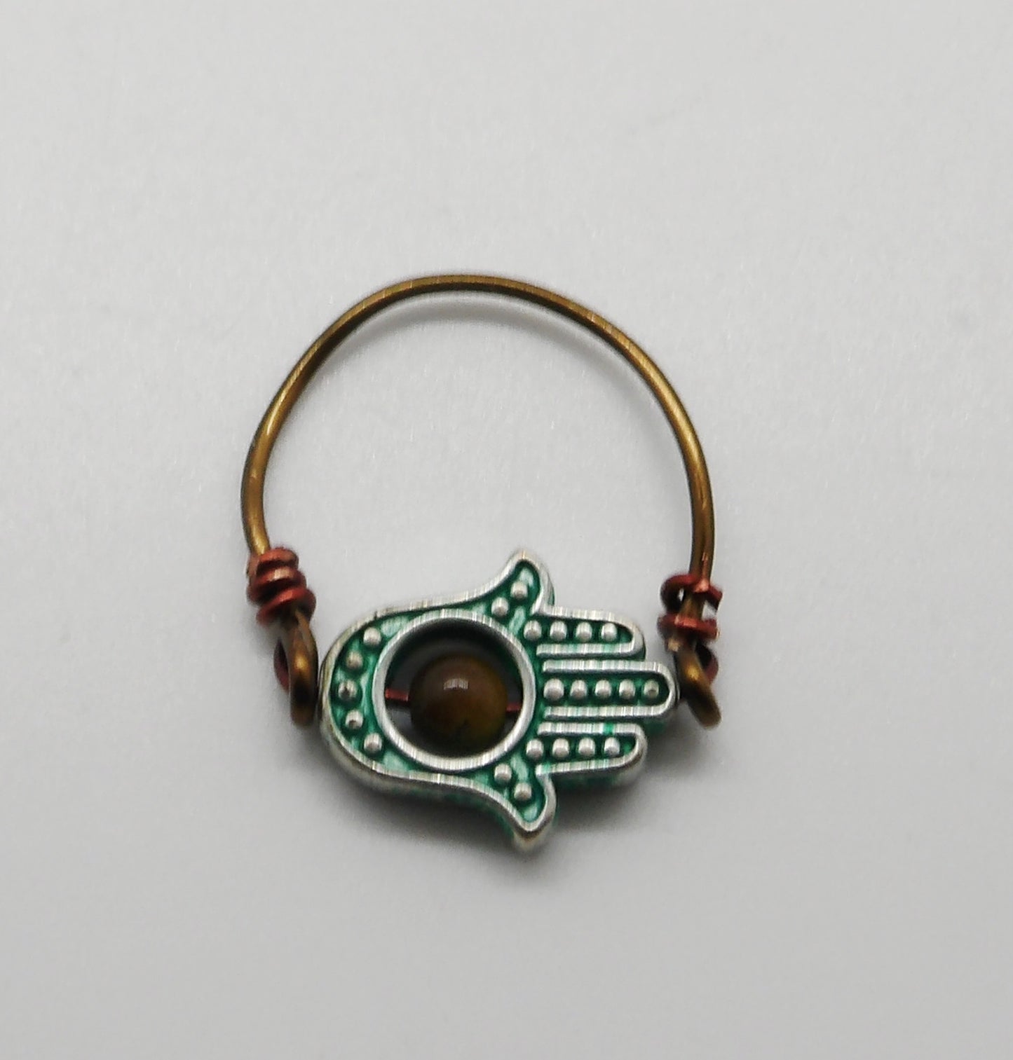 Hand of Hamsa with Tigers Eye (Green) Size 7