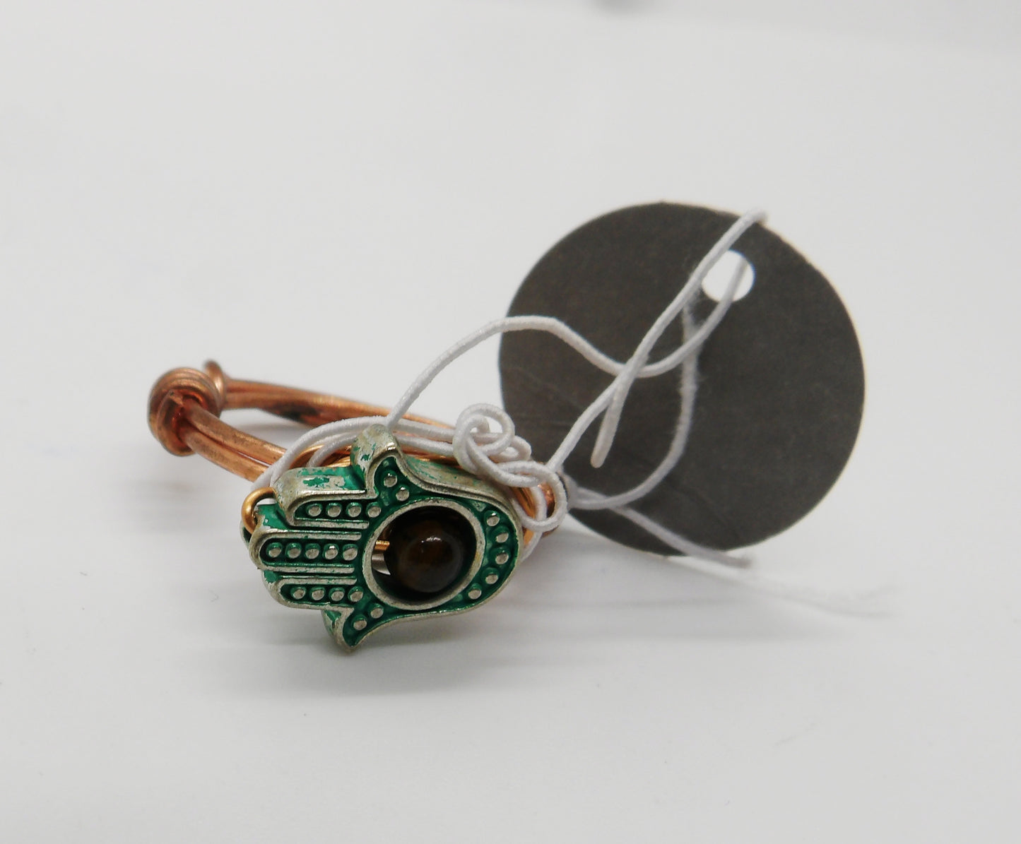 Hand of Hamsa with Tigers Eye (Green) Size 7