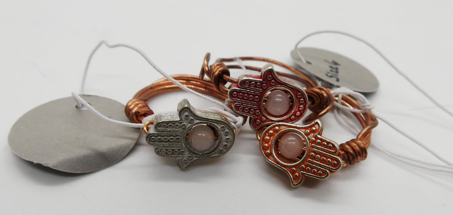 Hand of Hamsa with Rose Quartz