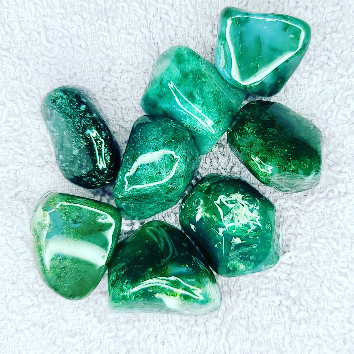 Green Moss Agate (Tumbled) Peace•Authenticity•Protection