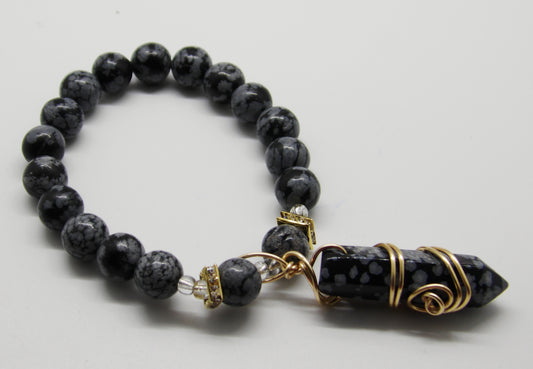 Snowflake Obsidian Bracelet with Point