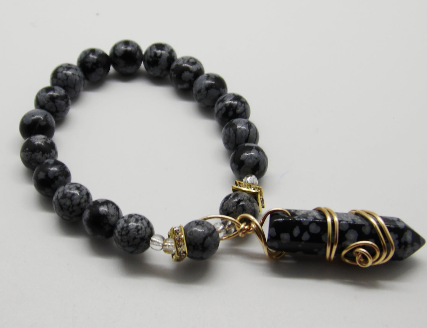 Snowflake Obsidian Bracelet with Point
