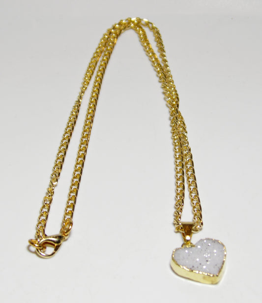 Druzy Quartz Heart Necklace