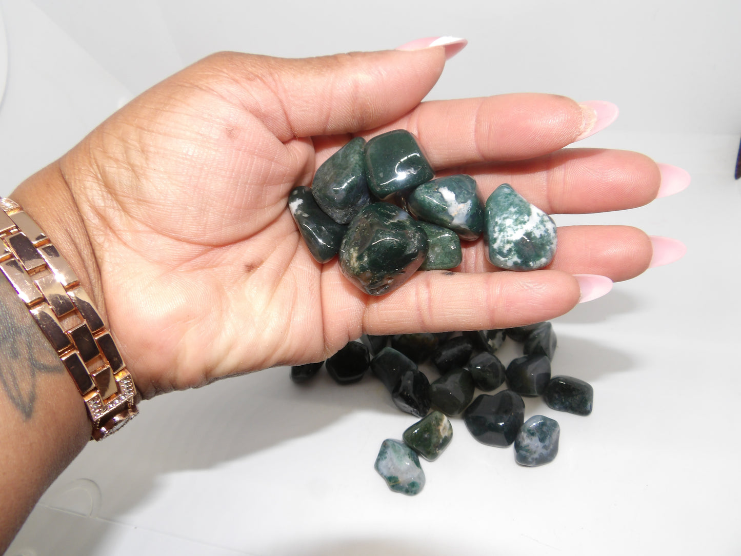 Tumbled Green Moss Agate