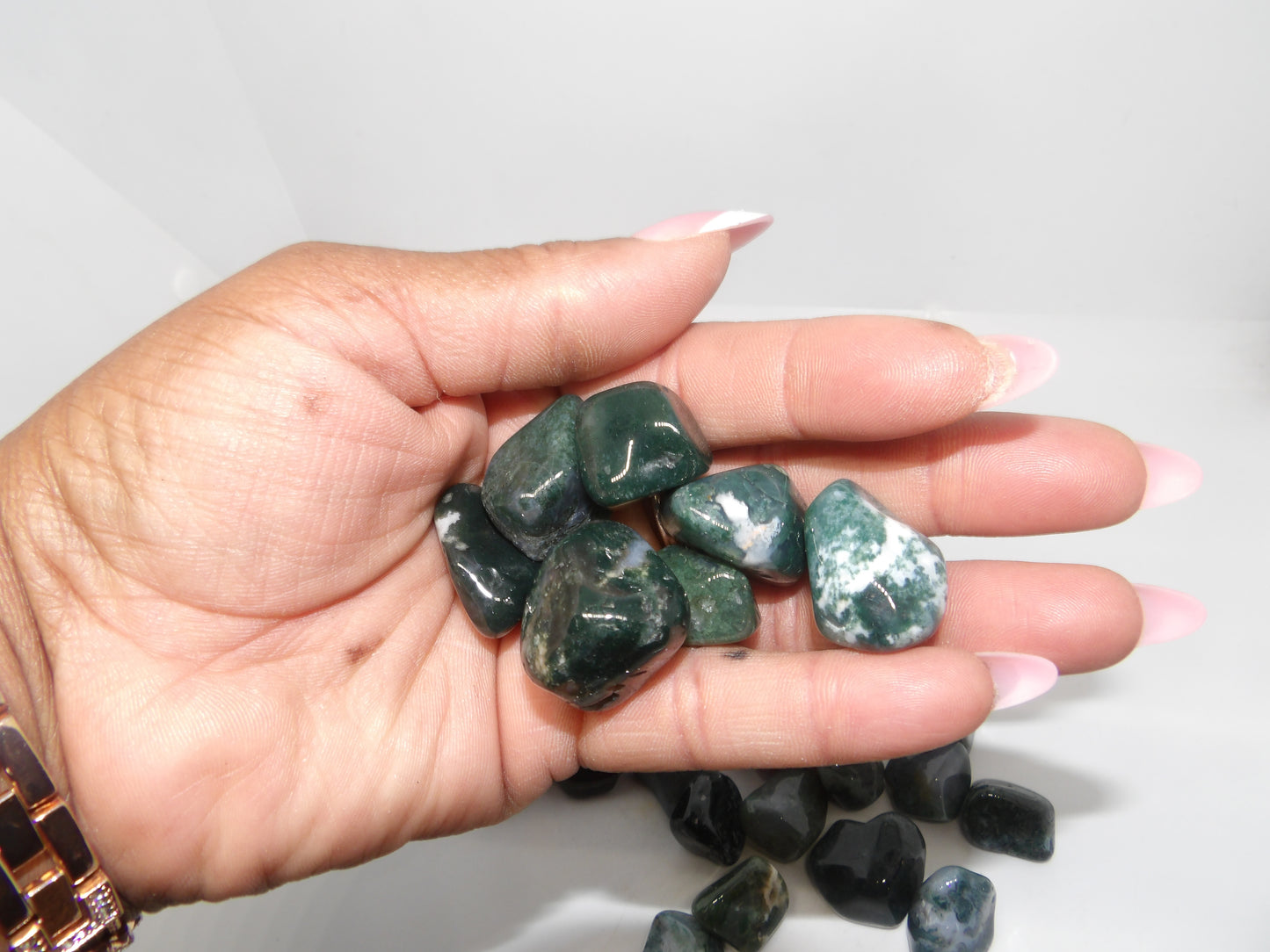 Tumbled Green Moss Agate