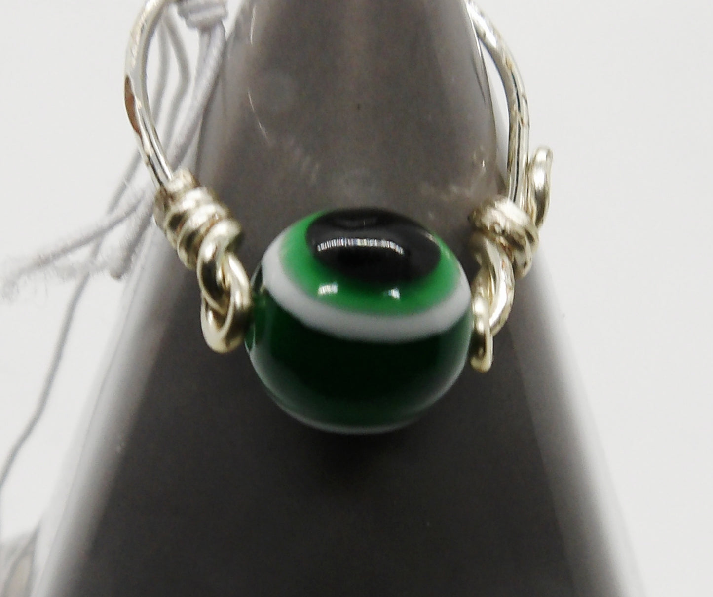 Green Evil Eye Spinning Ring Size 6