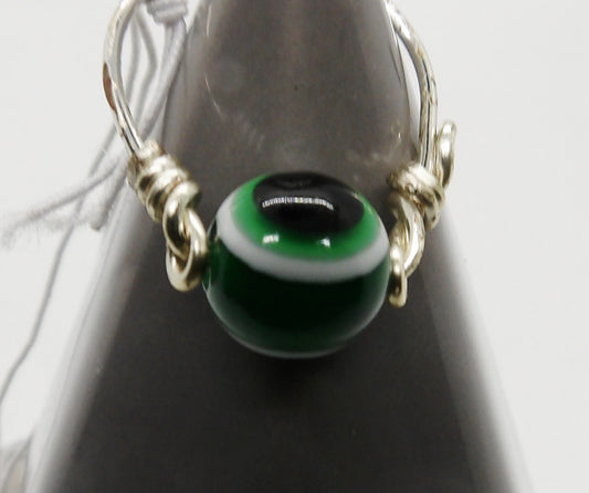 Green Evil Eye Spinning Ring Size 6