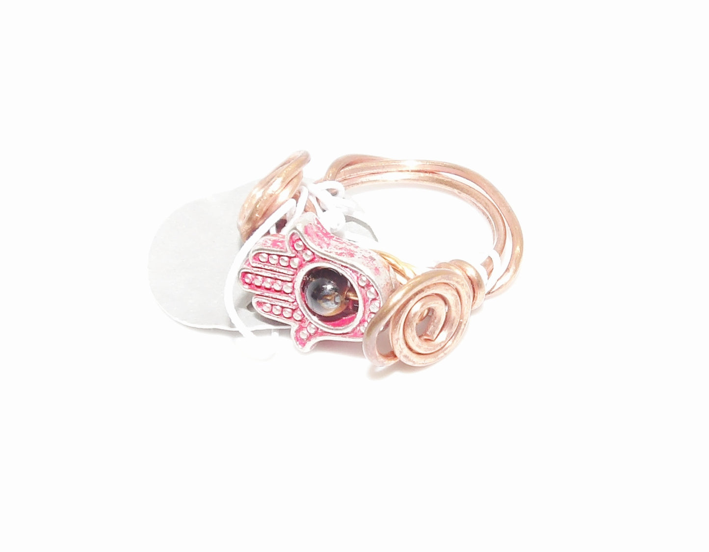 Hand of Hamsa with Tigers Eye (Pink)Size 6