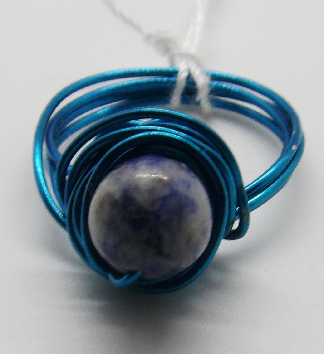 Blue Wire Wrapped Ring