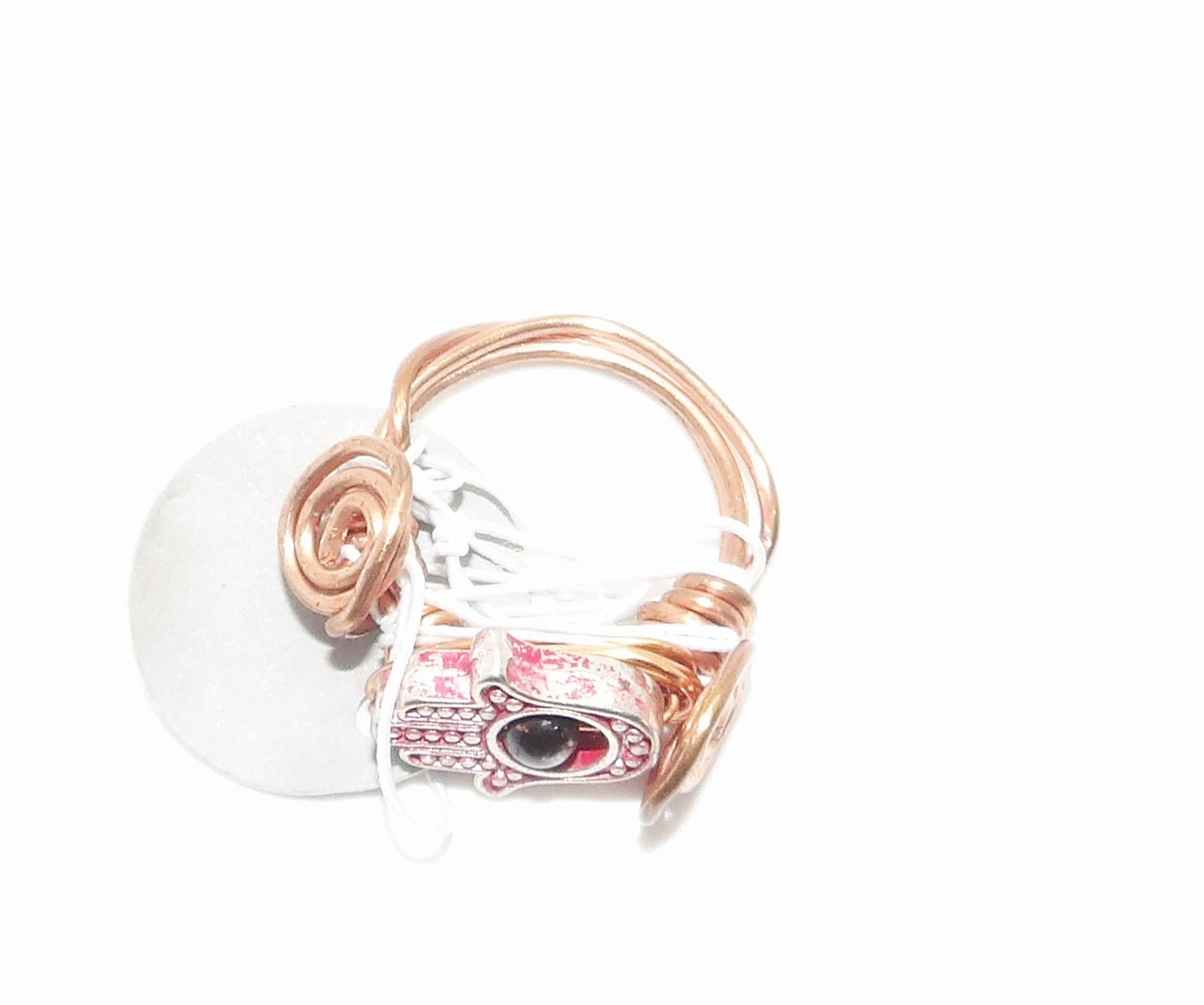 Hand of Hamsa with Tigers Eye (Pink)Size 6