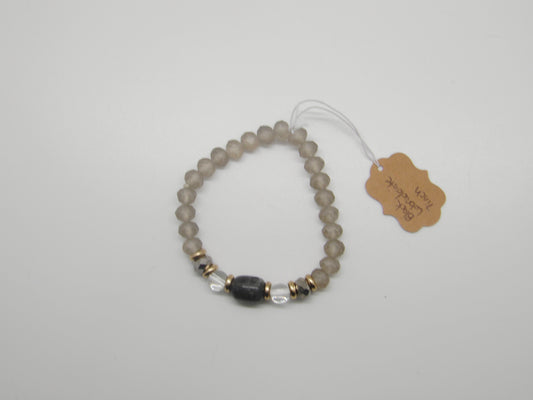 Small Black Labradorite Barrel Bead with Accent Beads