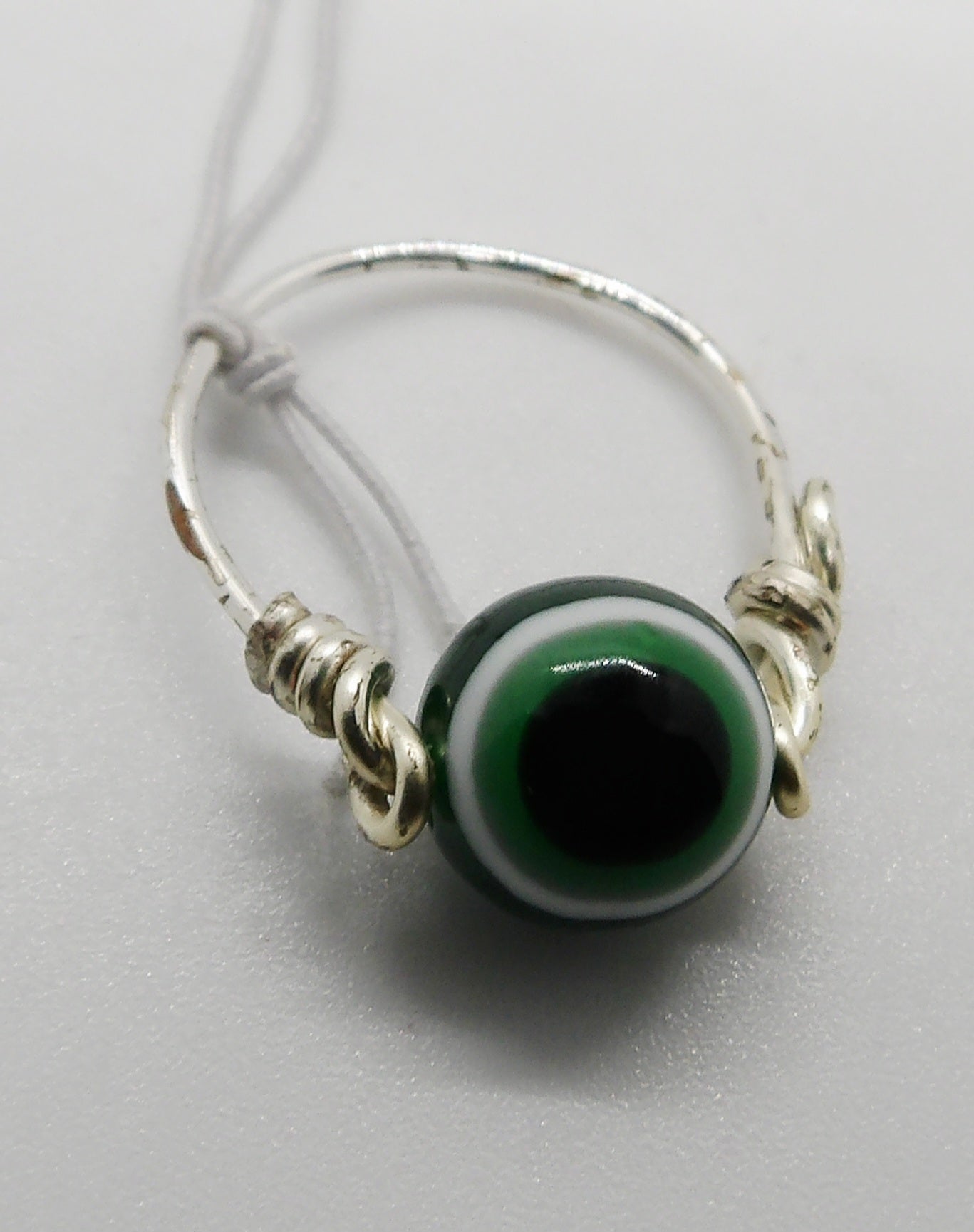Green Evil Eye Spinning Ring Size 6