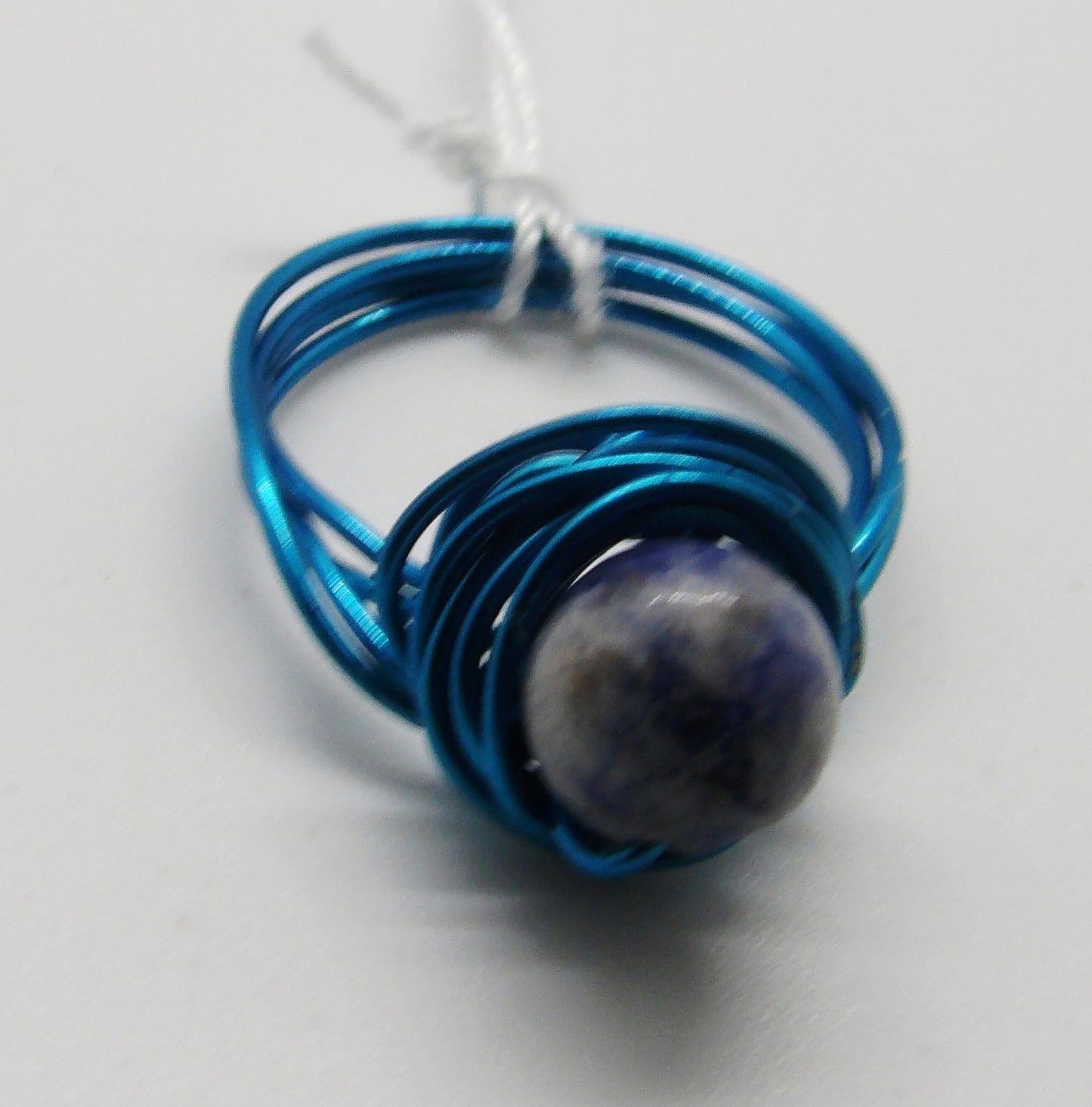 Blue Wire Wrapped Ring
