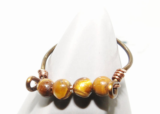 Tigers Eye Spinning Beads Ring Size 7