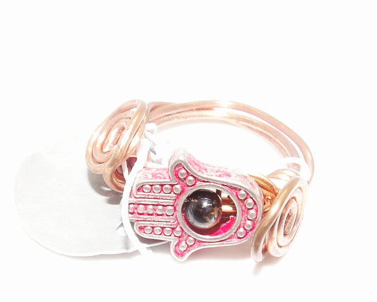Hand of Hamsa with Tigers Eye (Pink)Size 6