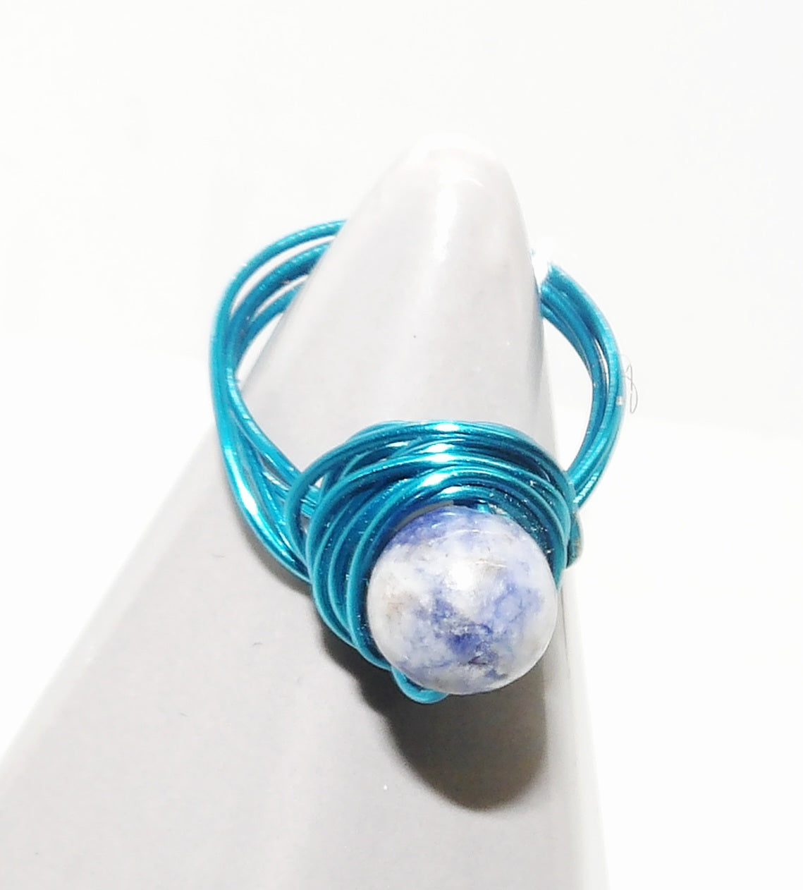 Blue Wire Wrapped Ring