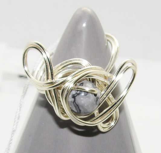 Picasso Jasper Wire Wrapped Ring Size 11