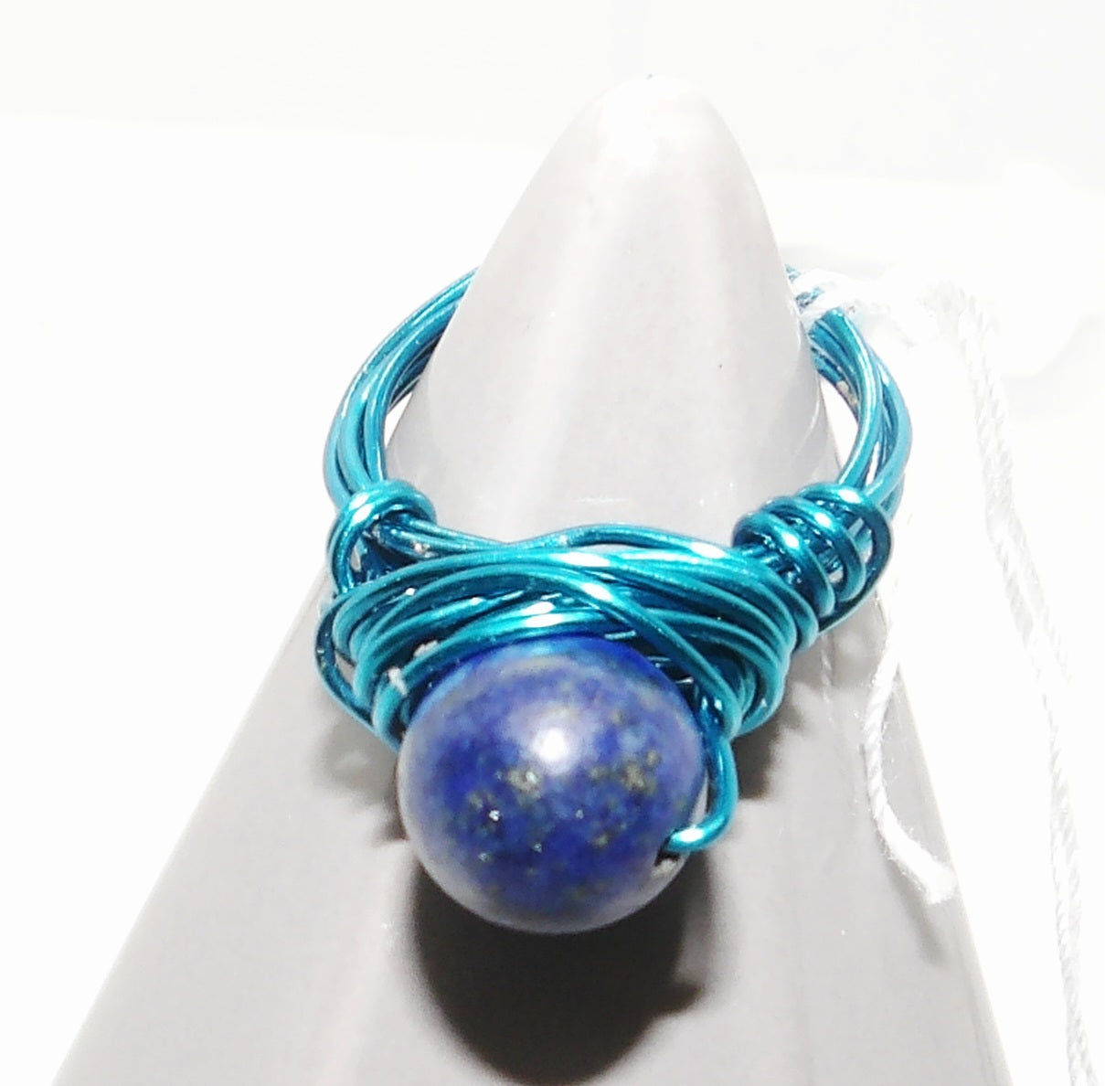Blue Wire Wrapped Ring
