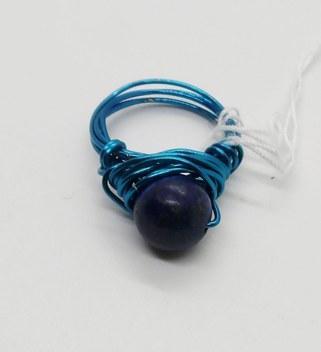 Blue Wire Wrapped Ring