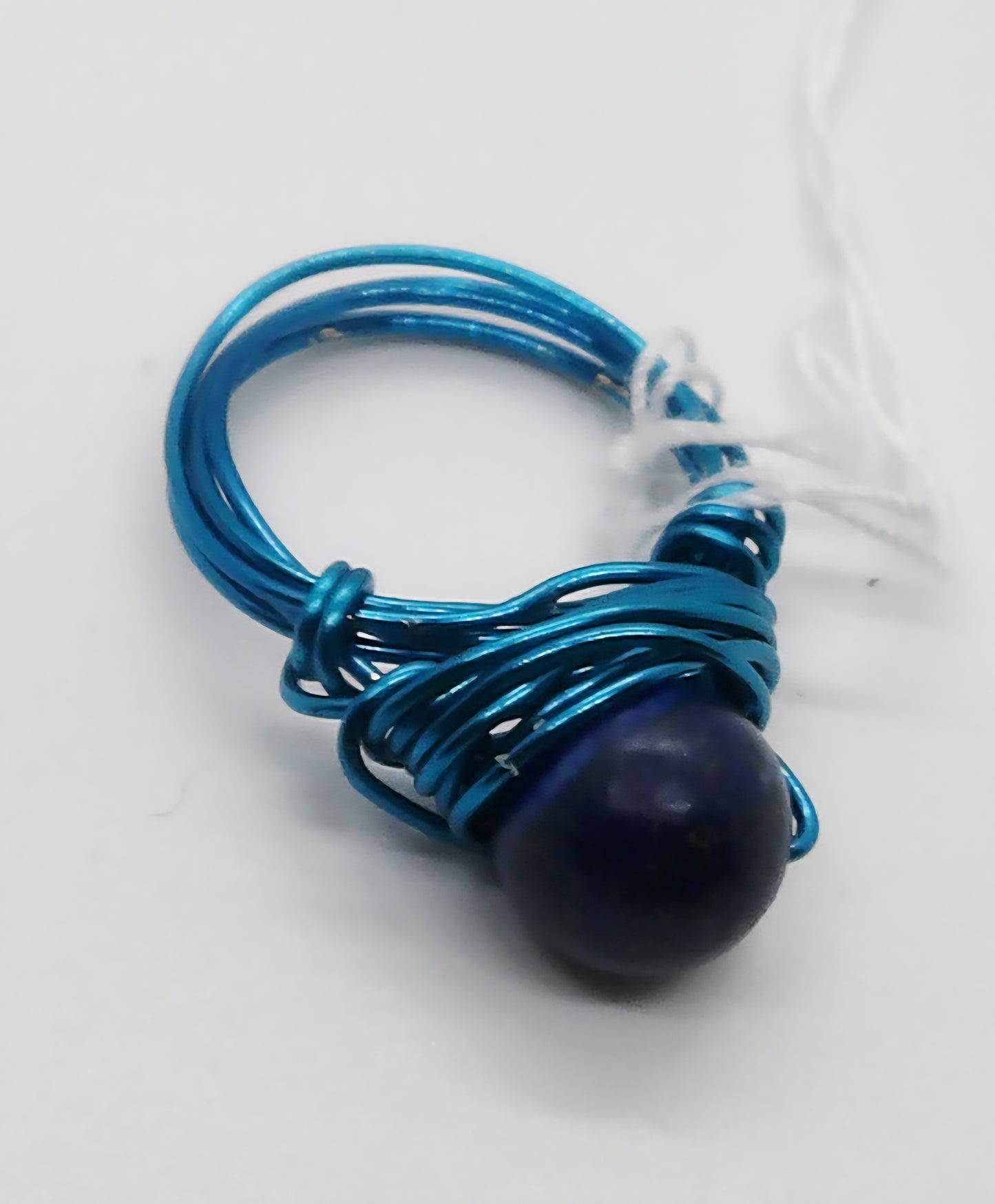 Blue Wire Wrapped Ring