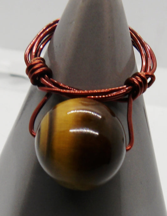 Tigers Eye Spinning Bead Ring