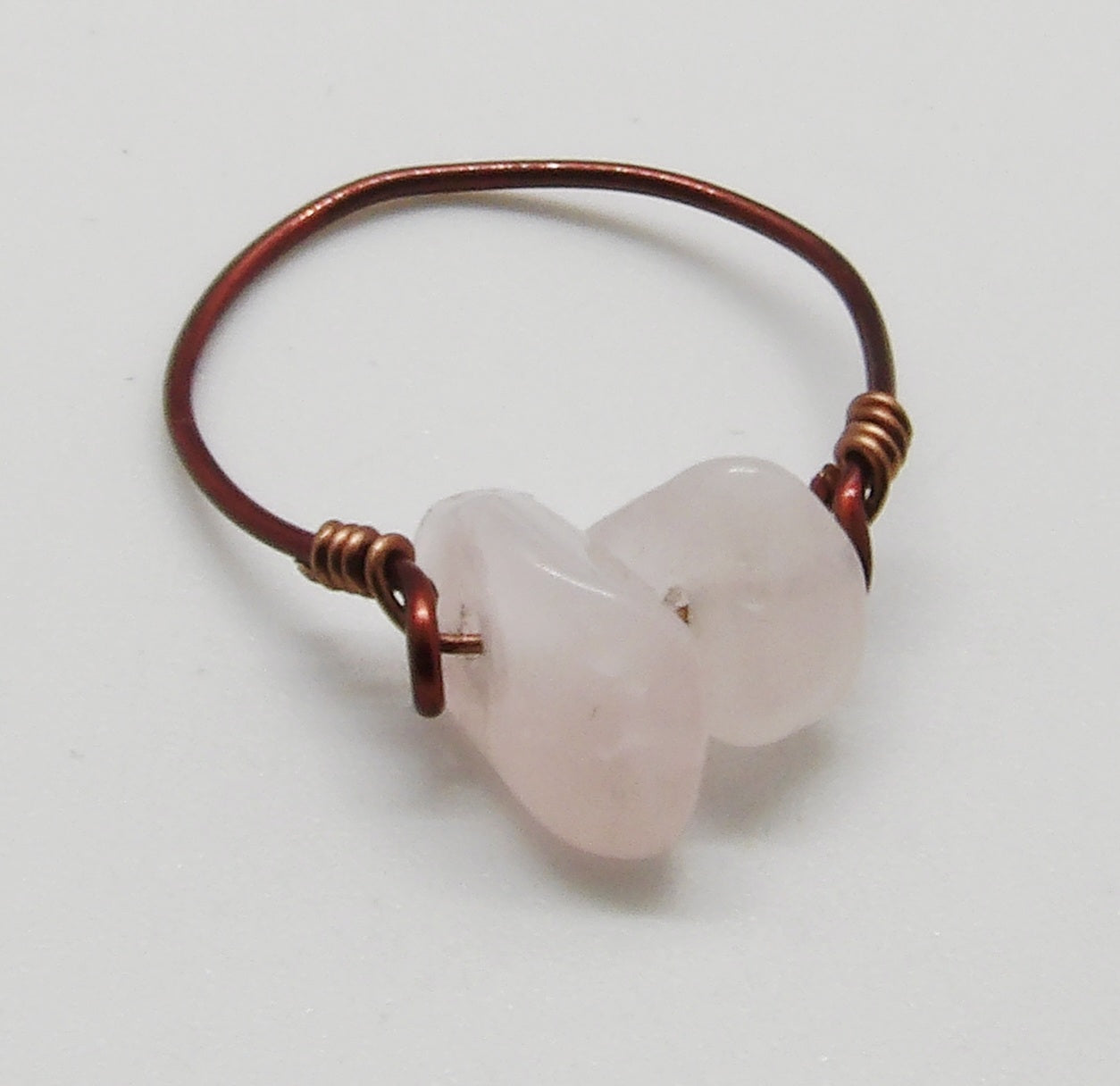 Rose Quartz Chip Bead Ring Size 7