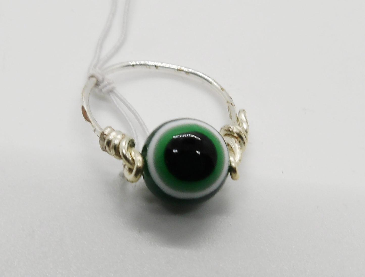 Green Evil Eye Spinning Ring Size 6