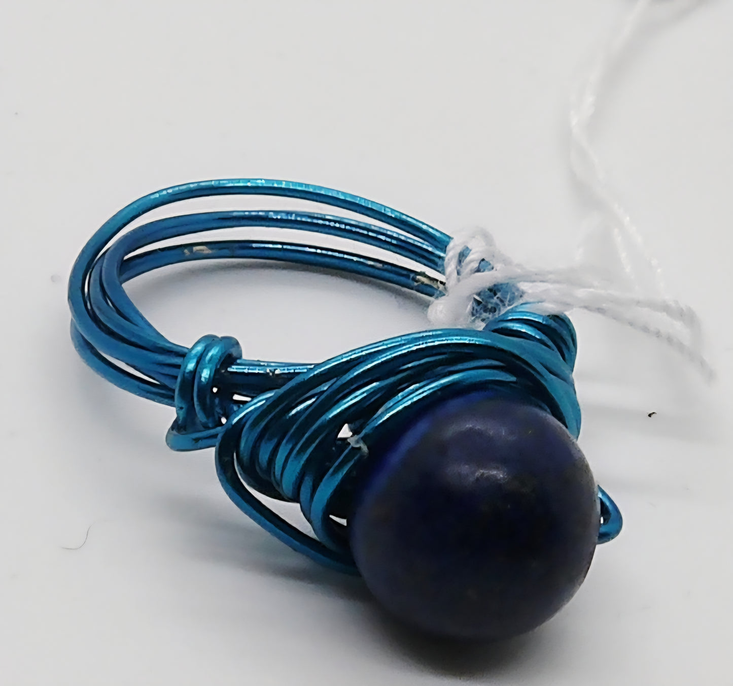 Blue Wire Wrapped Ring