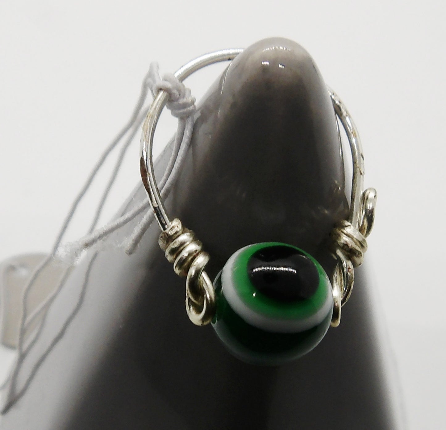 Green Evil Eye Spinning Ring Size 6