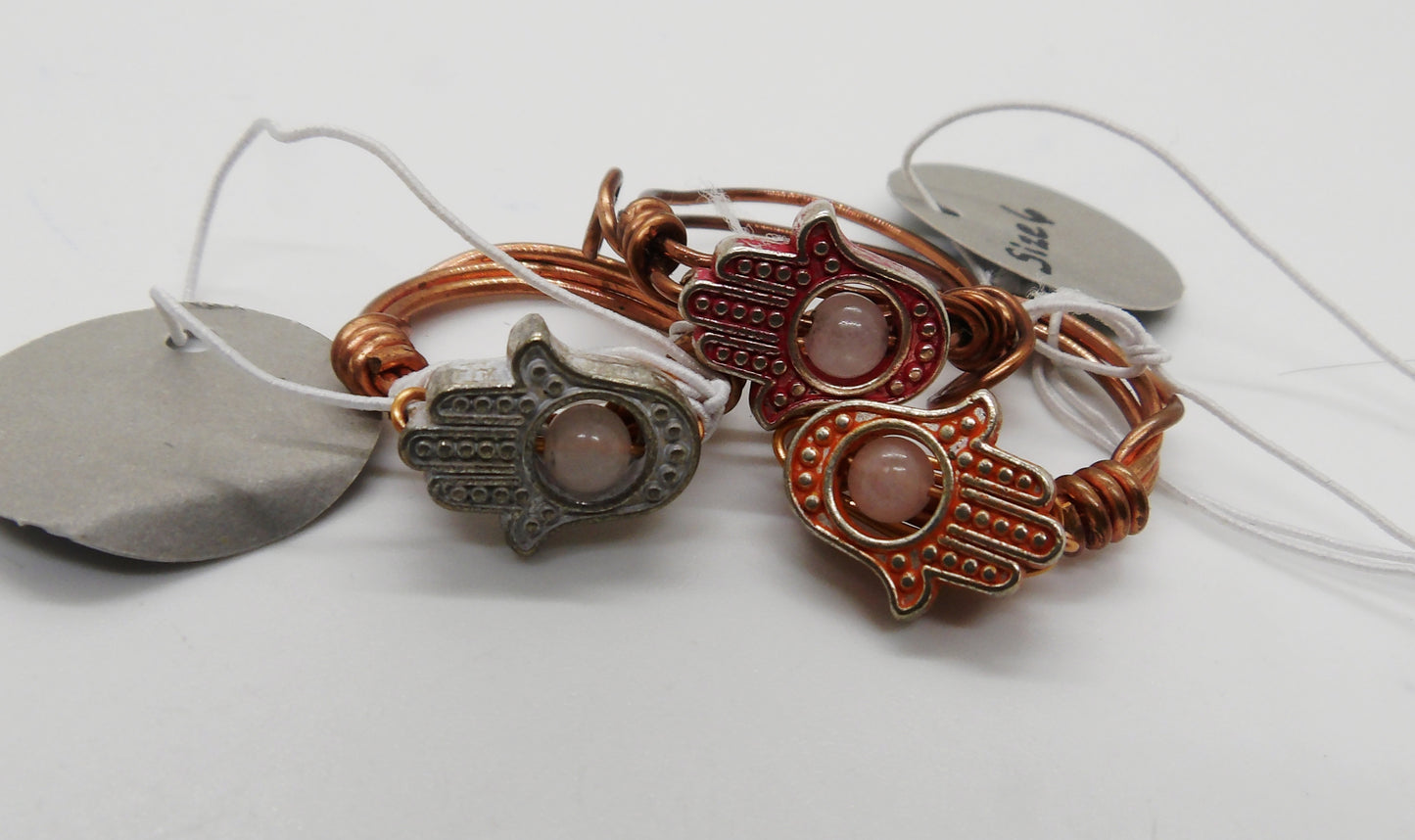 Hand of Hamsa with Rose Quartz