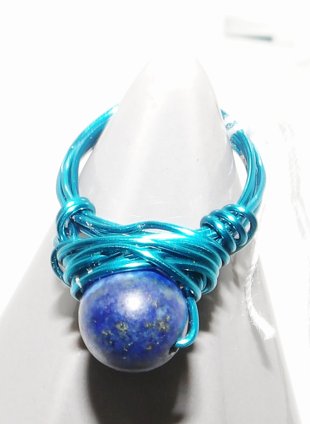 Blue Wire Wrapped Ring