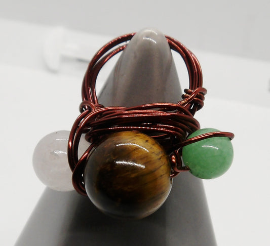 Tigers Eye, Green Aventurine, and Quartz Size 8