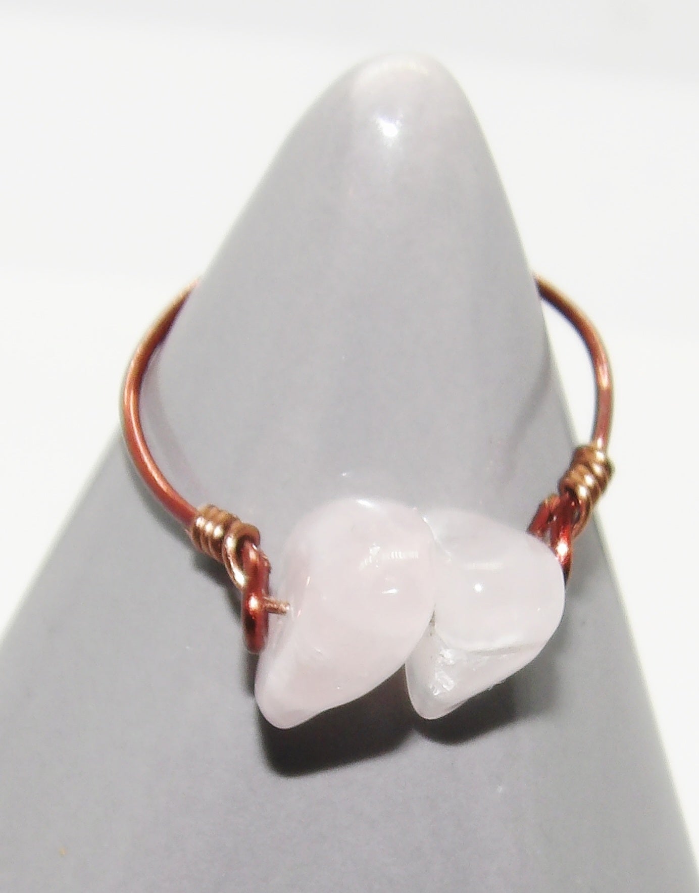 Rose Quartz Chip Bead Ring Size 7
