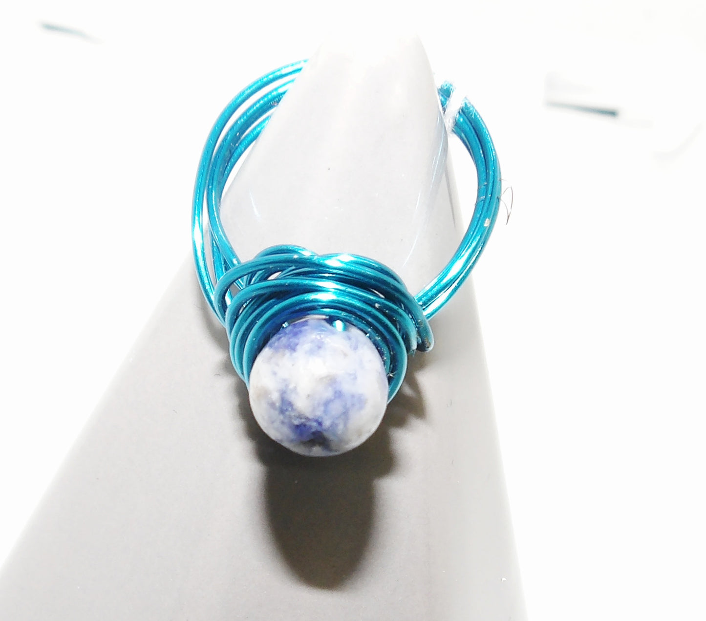 Blue Wire Wrapped Ring