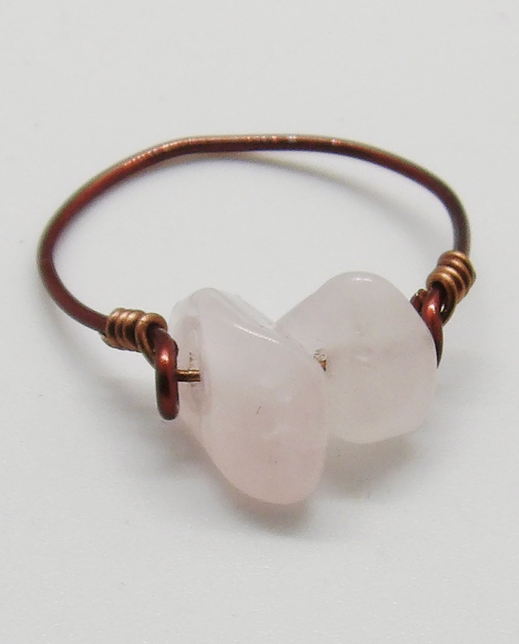 Rose Quartz Chip Bead Ring Size 7